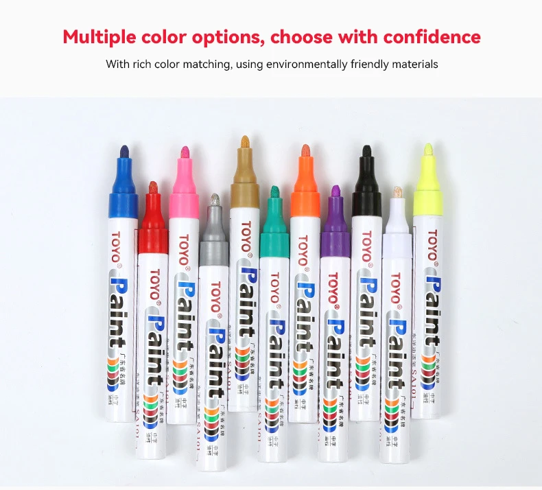 Metal Permanent Paint Marker Pen Waterproof Car Tyre Tire Tread Rubber Graffiti Touch Scratch Wet Wax Highlighter White Markers