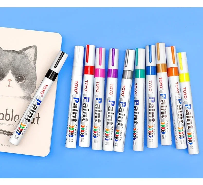 Metal Permanent Paint Marker Pen Waterproof Car Tyre Tire Tread Rubber Graffiti Touch Scratch Wet Wax Highlighter White Markers