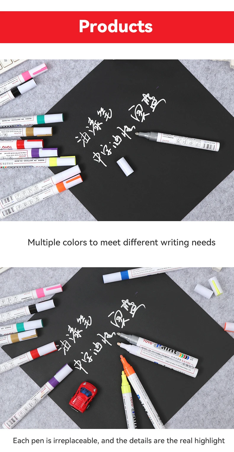 Metal Permanent Paint Marker Pen Waterproof Car Tyre Tire Tread Rubber Graffiti Touch Scratch Wet Wax Highlighter White Markers