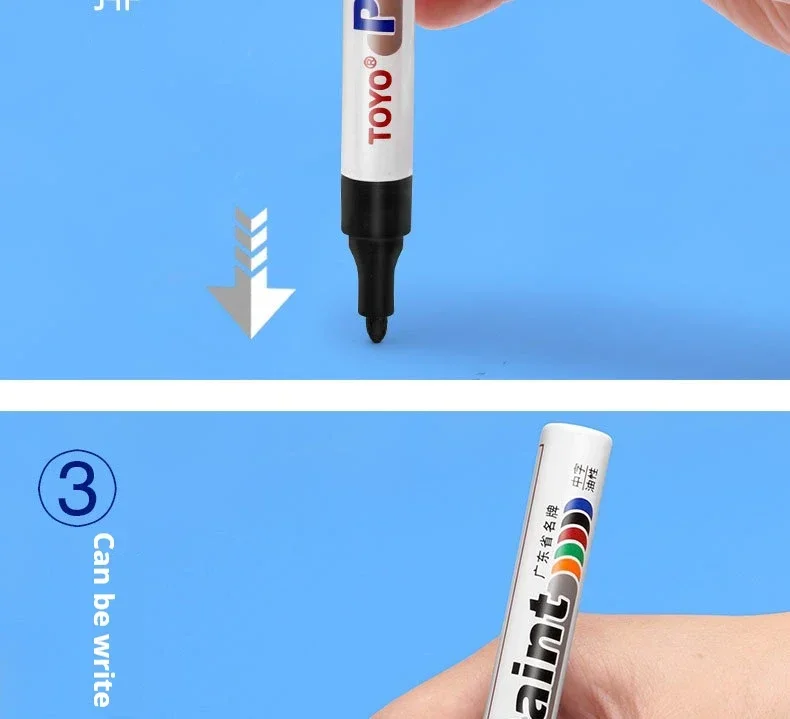 Metal Permanent Paint Marker Pen Waterproof Car Tyre Tire Tread Rubber Graffiti Touch Scratch Wet Wax Highlighter White Markers