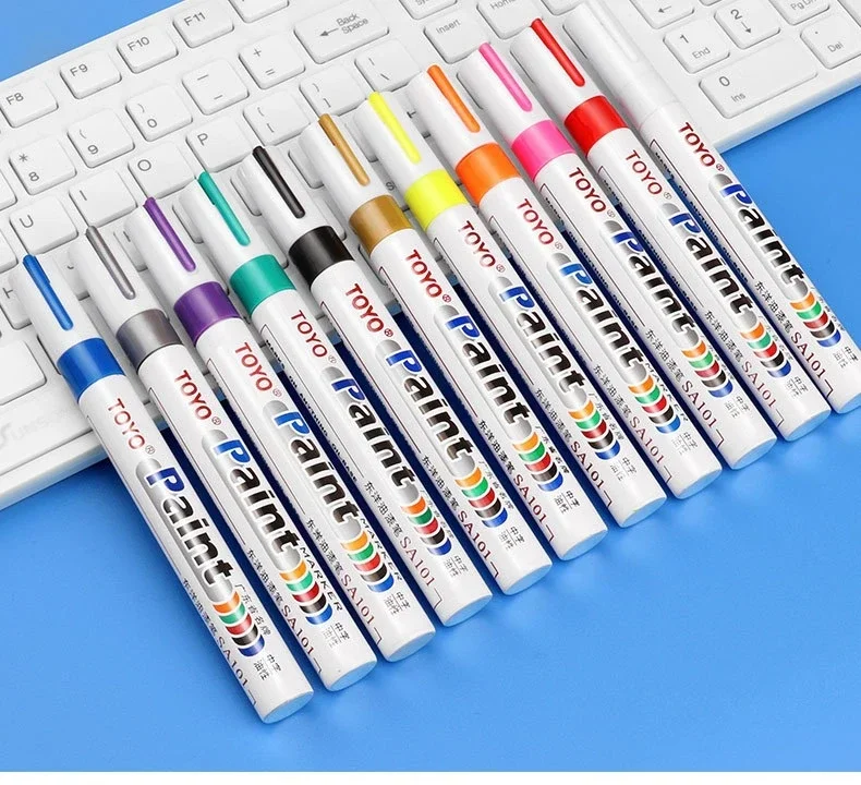 Metal Permanent Paint Marker Pen Waterproof Car Tyre Tire Tread Rubber Graffiti Touch Scratch Wet Wax Highlighter White Markers