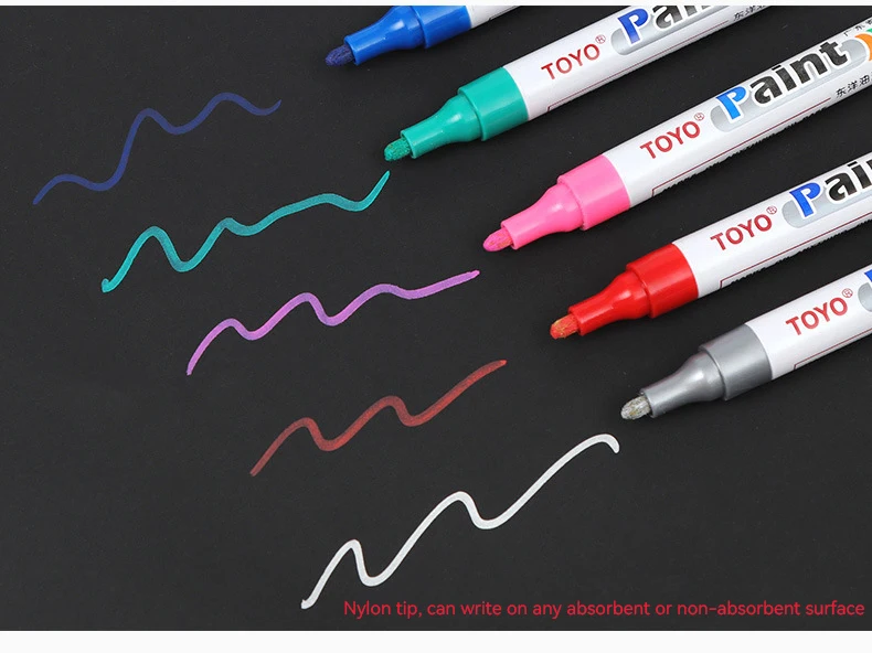 Metal Permanent Paint Marker Pen Waterproof Car Tyre Tire Tread Rubber Graffiti Touch Scratch Wet Wax Highlighter White Markers