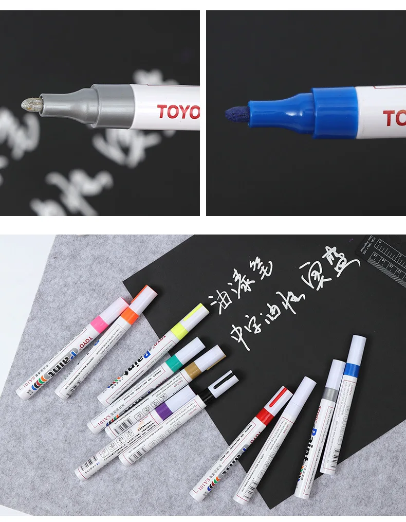 Metal Permanent Paint Marker Pen Waterproof Car Tyre Tire Tread Rubber Graffiti Touch Scratch Wet Wax Highlighter White Markers