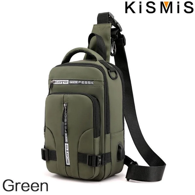 New Chest Bag Men's USB Charging Multi functional Fashion Casual One Shoulder Crossbody Sports Oxford Cloth Backpack