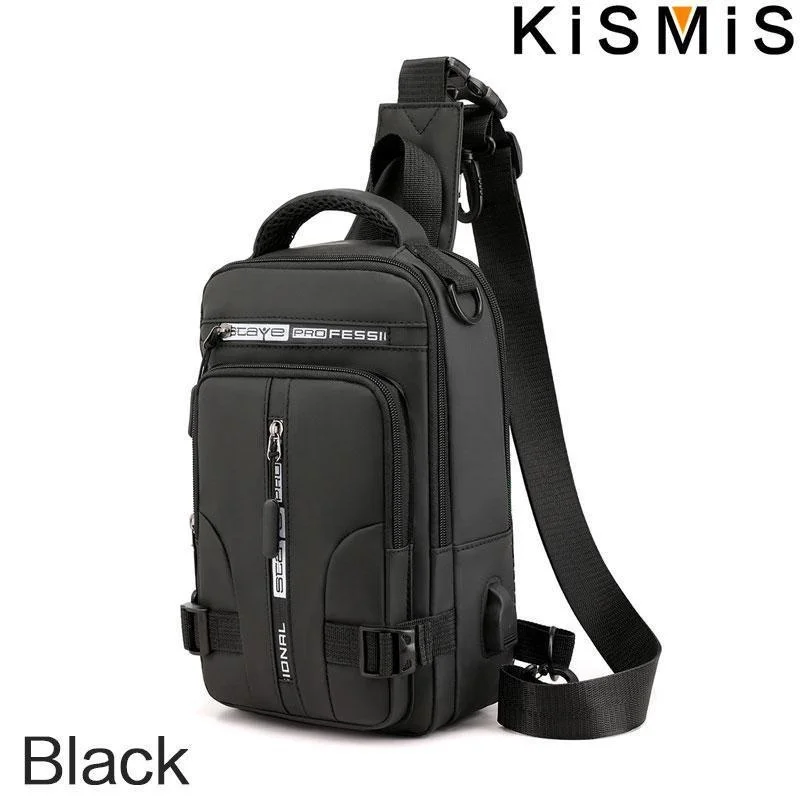 New Chest Bag Men's USB Charging Multi functional Fashion Casual One Shoulder Crossbody Sports Oxford Cloth Backpack