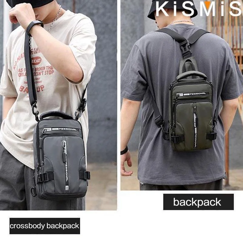 New Chest Bag Men's USB Charging Multi functional Fashion Casual One Shoulder Crossbody Sports Oxford Cloth Backpack