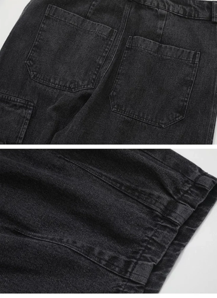 Baggy Jeans Men's Oversize Cargo Korean Black Wide Pants Streetwear Hip Hop Harajuku Male Fashion Straight Denim Pants