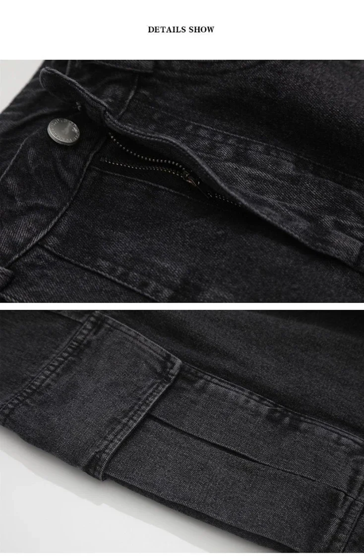 Baggy Jeans Men's Oversize Cargo Korean Black Wide Pants Streetwear Hip Hop Harajuku Male Fashion Straight Denim Pants