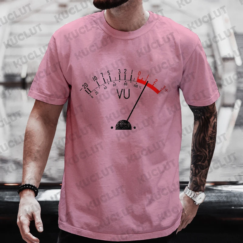 Vintage VU Meter Print Men Street T-Shirts Summer Men's T Shirt Clothing Oversized Men High Quality Tshirt Graphic T Shirts