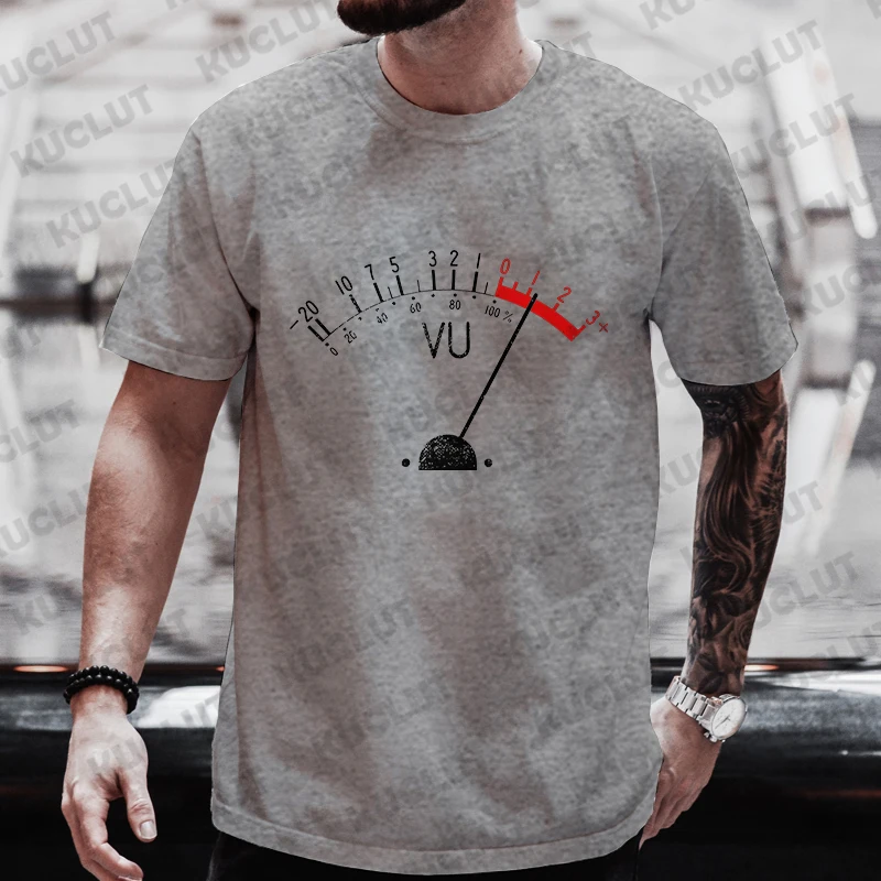 Vintage VU Meter Print Men Street T-Shirts Summer Men's T Shirt Clothing Oversized Men High Quality Tshirt Graphic T Shirts