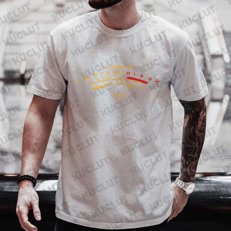 Vintage VU Meter Print Men Street T-Shirts Summer Men's T Shirt Clothing Oversized Men High Quality Tshirt Graphic T Shirts