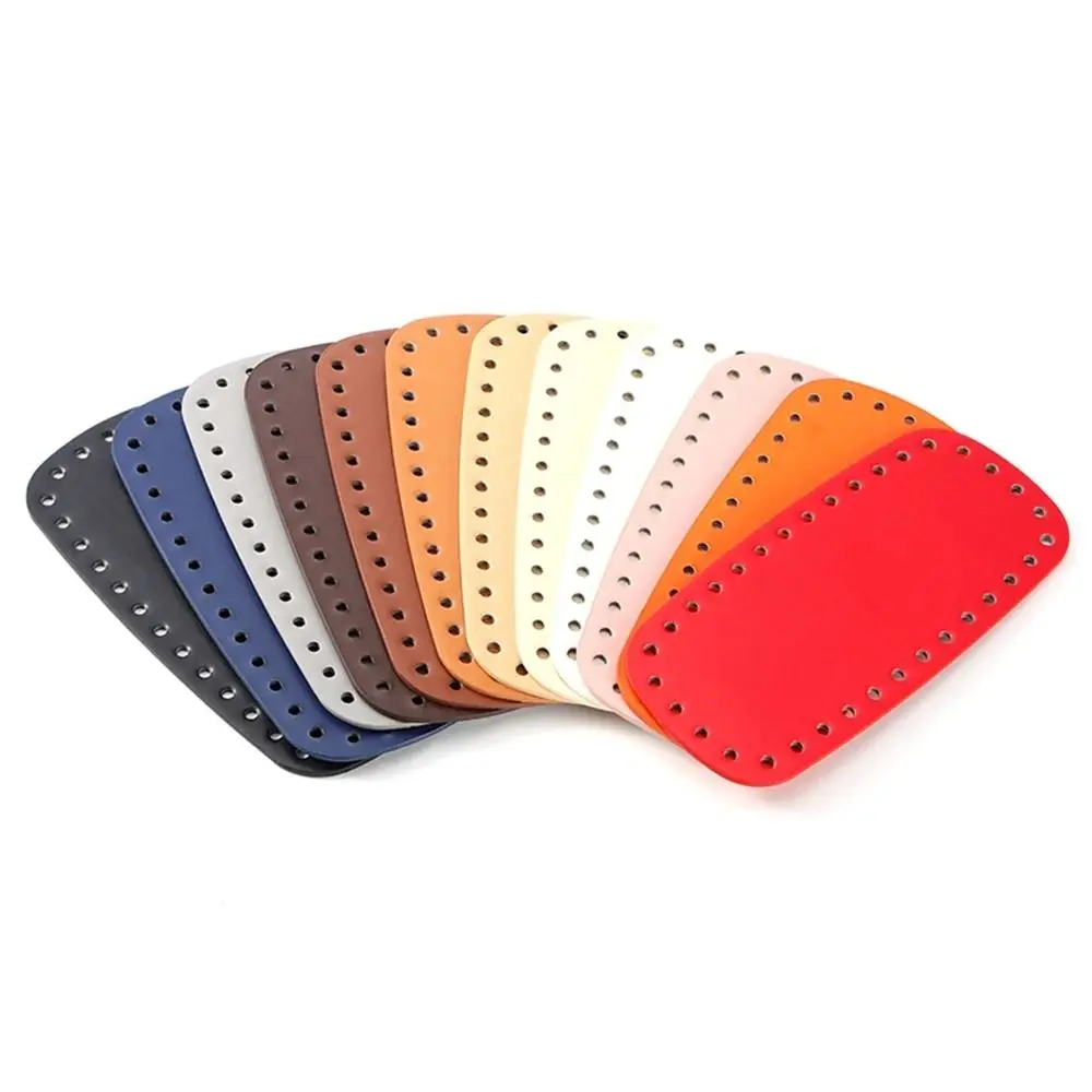 Oval Long Bottom For Knitted Bag PU Leather Bags Accessories Handbag Base Handmade With Holes Solid Color DIY Crochet Bag Bottom