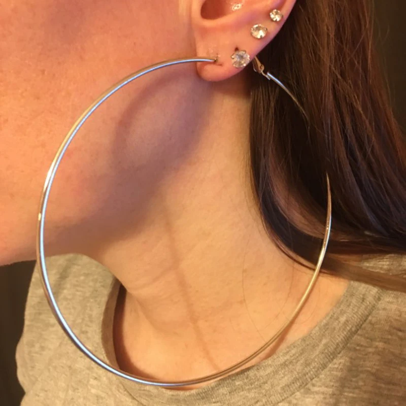 BLIJERY Exaggerated 12CM Oversized Hoop Earrings Basketball Brincos Smooth Big Circle Earrings for Women Punk Jewelry Oorbellen
