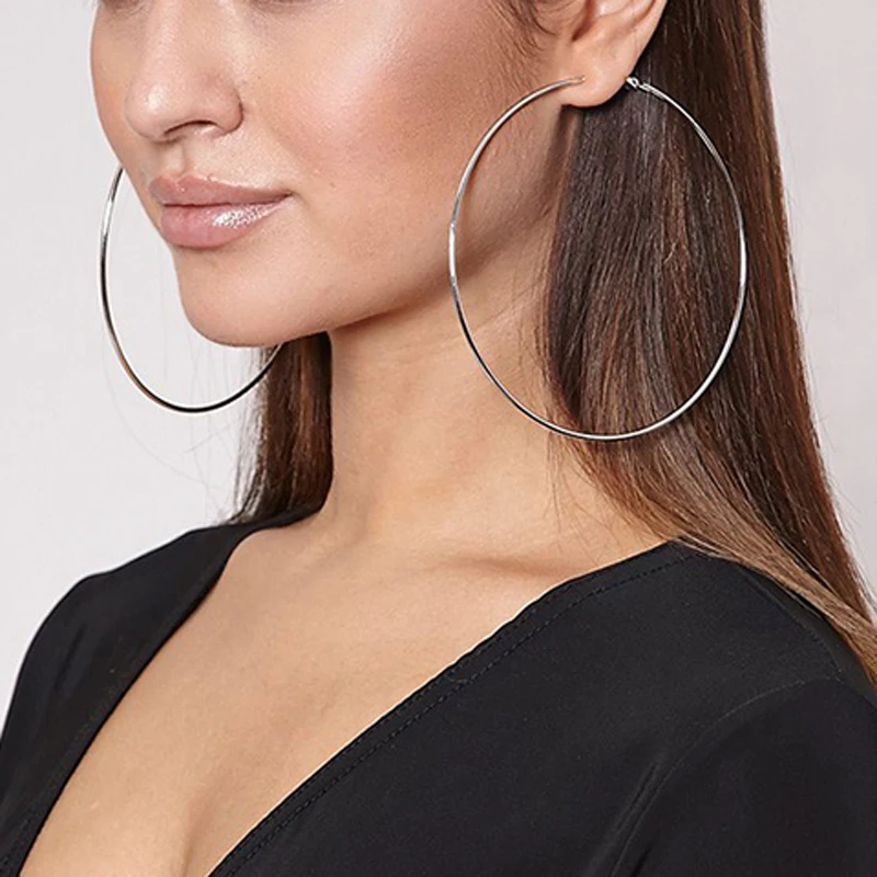 BLIJERY Exaggerated 12CM Oversized Hoop Earrings Basketball Brincos Smooth Big Circle Earrings for Women Punk Jewelry Oorbellen