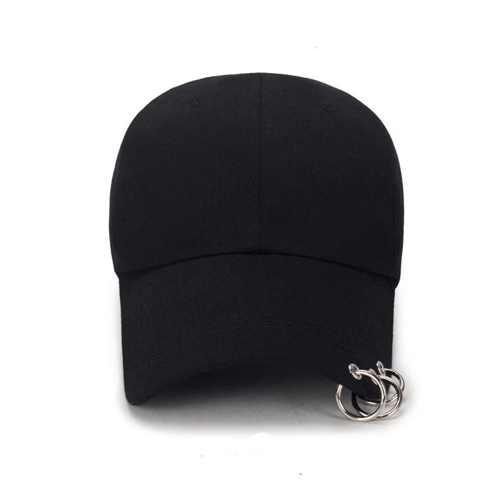 Women Men Hip Hop Kpop Snapback Baseball Cap Solid Color With Ring Sport Dancing Travel Lover Dad Hat Caps Streetwear Adjustable