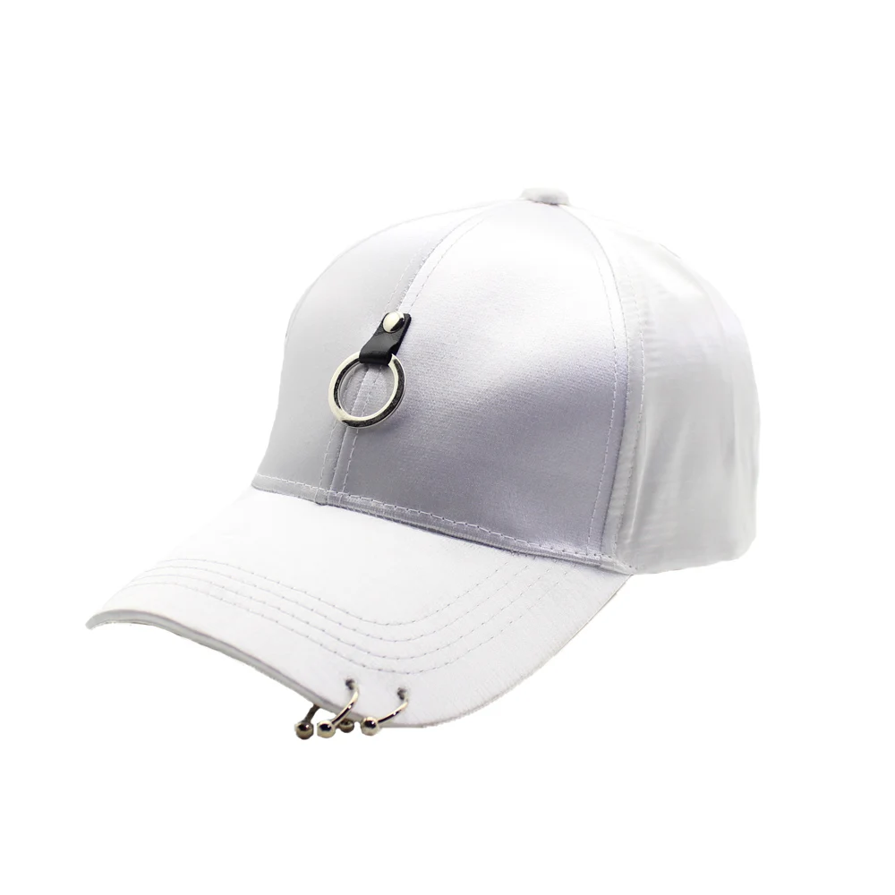 Women Men Hip Hop Kpop Snapback Baseball Cap Solid Color With Ring Sport Dancing Travel Lover Dad Hat Caps Streetwear Adjustable