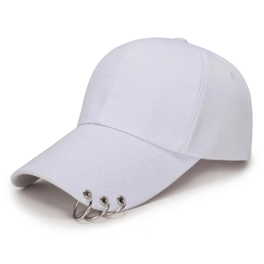 Women Men Hip Hop Kpop Snapback Baseball Cap Solid Color With Ring Sport Dancing Travel Lover Dad Hat Caps Streetwear Adjustable