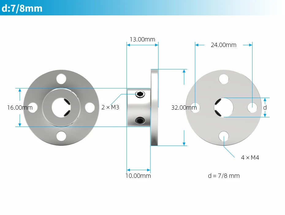 5-15pcs/lot Rigid Flange Coupling 3/3.17/4/5/6/6.35/7/8/10/11/12/14mm Motor Guide Shaft Coupler Connector