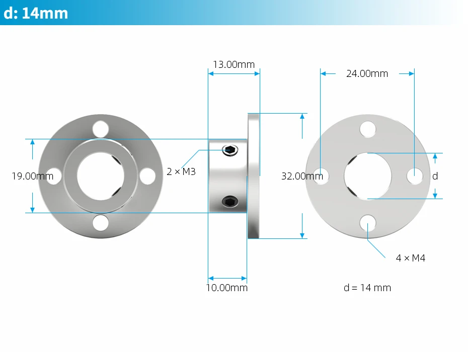 5-15pcs/lot Rigid Flange Coupling 3/3.17/4/5/6/6.35/7/8/10/11/12/14mm Motor Guide Shaft Coupler Connector