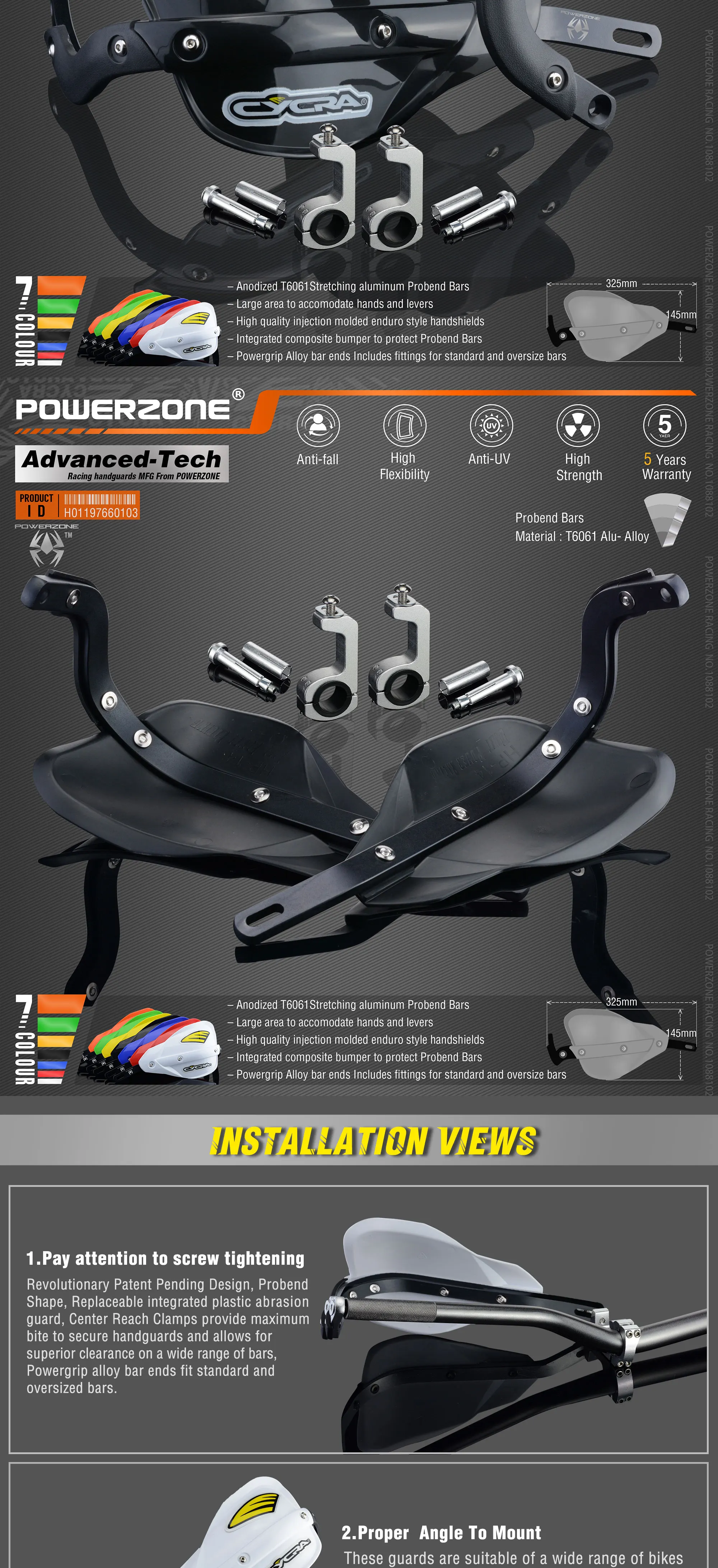 Powerzone Probend Handguards For Honda KTM ADV EXC EnduroHusqvarna TE CRF WRF DRZ KLX Motorcycle Dirt Bike ATV Handlebar