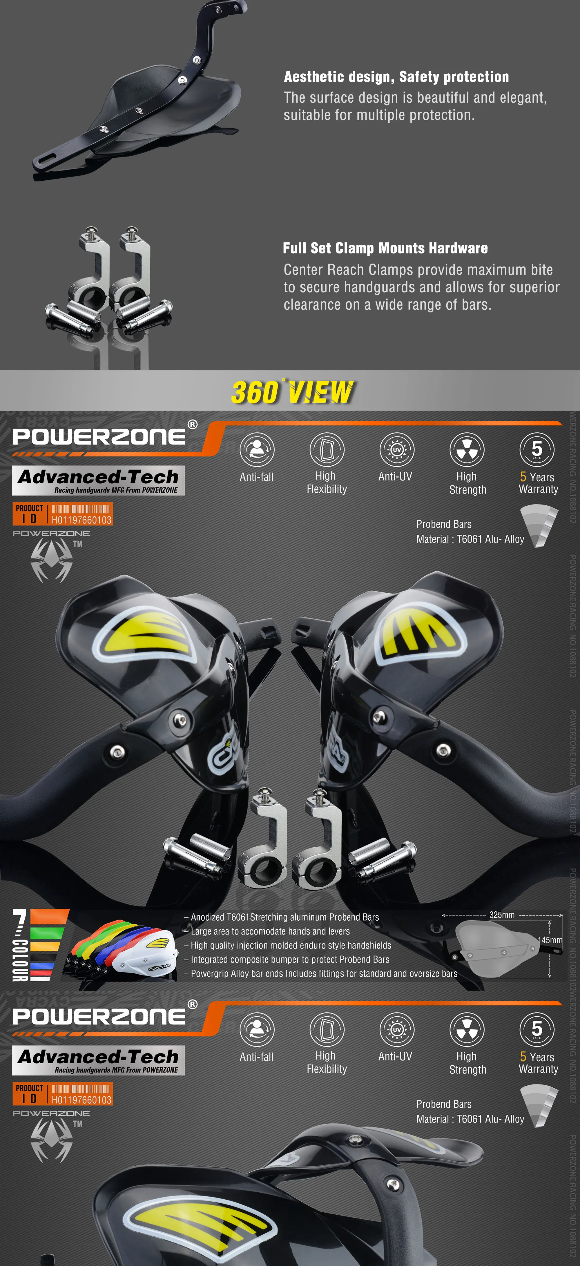 Powerzone Probend Handguards For Honda KTM ADV EXC EnduroHusqvarna TE CRF WRF DRZ KLX Motorcycle Dirt Bike ATV Handlebar
