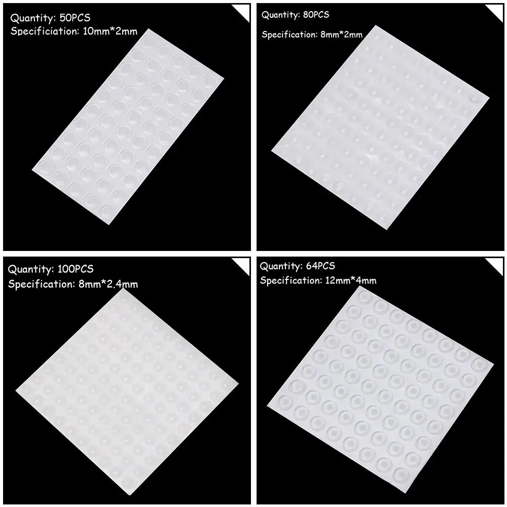 50/64/80/100Pcs Door Stops Self-adhesive Silicone Pads Cabinet Bumpers Rubber Prevent Noisy Buffer Cushion Furniture Hardware