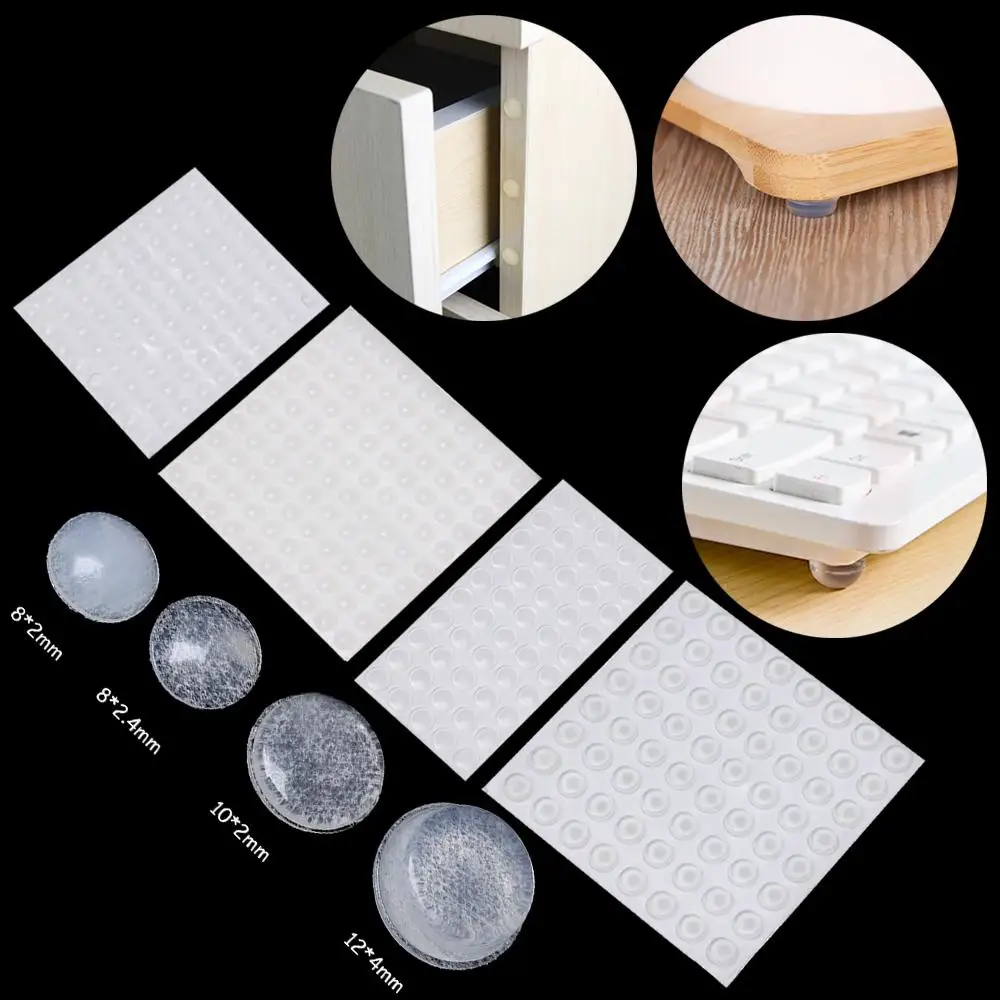 50/64/80/100Pcs Door Stops Self-adhesive Silicone Pads Cabinet Bumpers Rubber Prevent Noisy Buffer Cushion Furniture Hardware