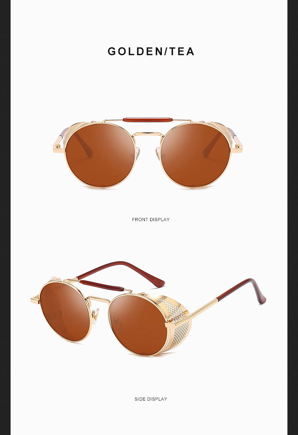 MUSELIFE Retro Round Metal Sunglasses Steampunk Men Women Brand Designer Glasses Oculos De Sol Shades UV Protection