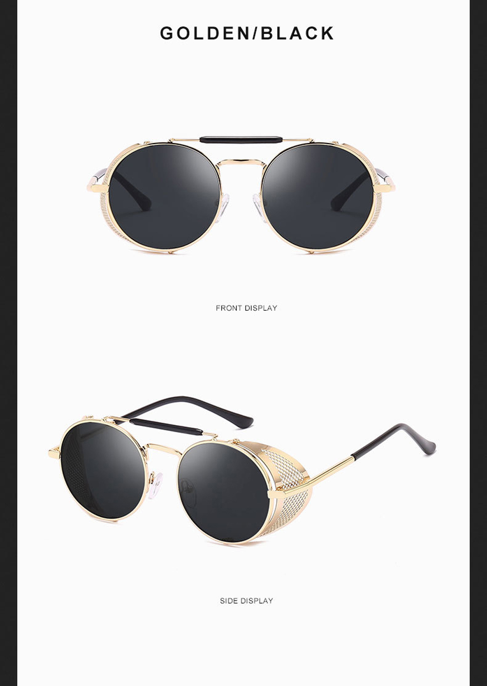 MUSELIFE Retro Round Metal Sunglasses Steampunk Men Women Brand Designer Glasses Oculos De Sol Shades UV Protection