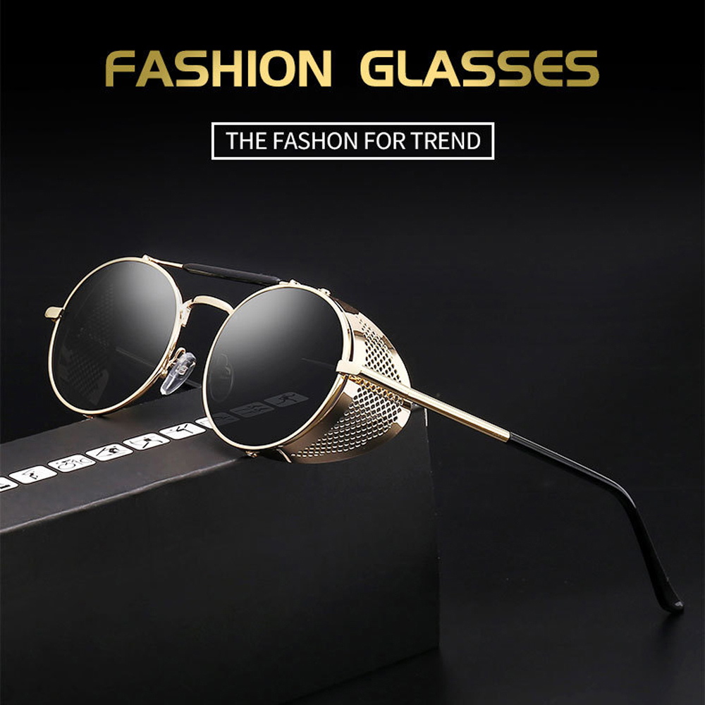 MUSELIFE Retro Round Metal Sunglasses Steampunk Men Women Brand Designer Glasses Oculos De Sol Shades UV Protection