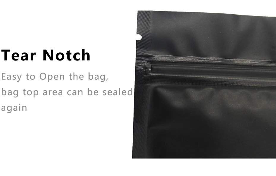 50pcs Matte Black White Heat Sealable Plastic Flat Mouth Ziplock Packaging Bag Smell Proof Aluminum Foil Mylar Ziplock Bags