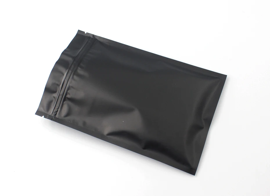 50pcs Matte Black White Heat Sealable Plastic Flat Mouth Ziplock Packaging Bag Smell Proof Aluminum Foil Mylar Ziplock Bags