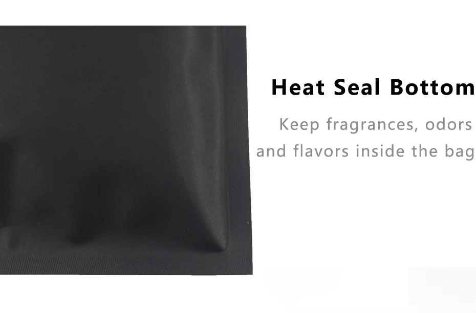 50pcs Matte Black White Heat Sealable Plastic Flat Mouth Ziplock Packaging Bag Smell Proof Aluminum Foil Mylar Ziplock Bags