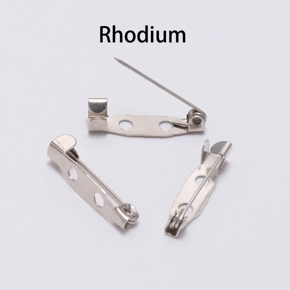 50pcs/lot 15 25 30 35 45 mm Rhodium Brooch Clip Base Pins Safety Pins Brooch Settings Blank Base For DIY Jewelry Making Supplies