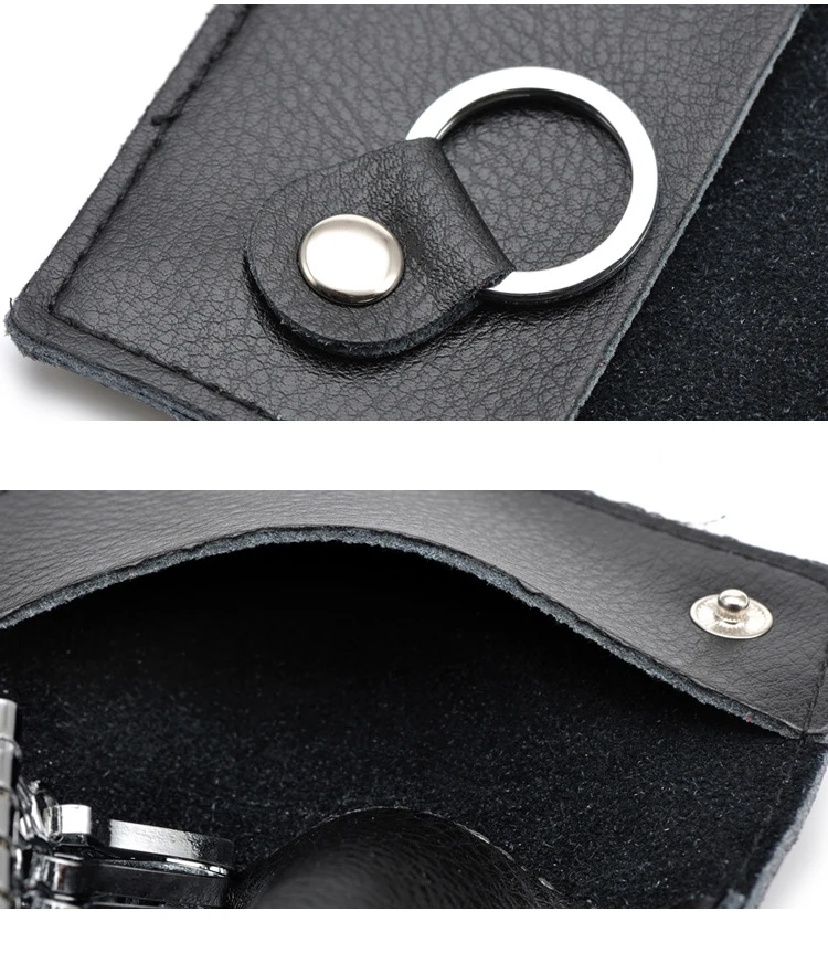 Genuine Leather Keychain Men Women Key Holder Organizer Pouch Cow Split Car Key Wallet Housekeeper Key Case Mini Card Bag