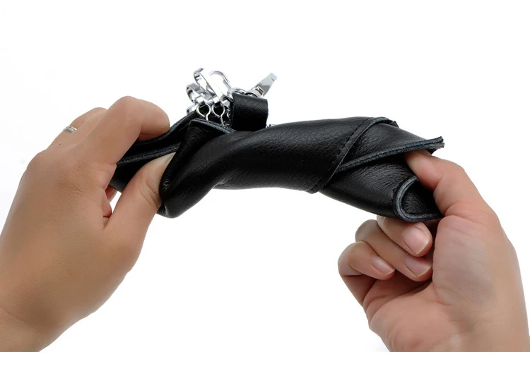 Genuine Leather Keychain Men Women Key Holder Organizer Pouch Cow Split Car Key Wallet Housekeeper Key Case Mini Card Bag