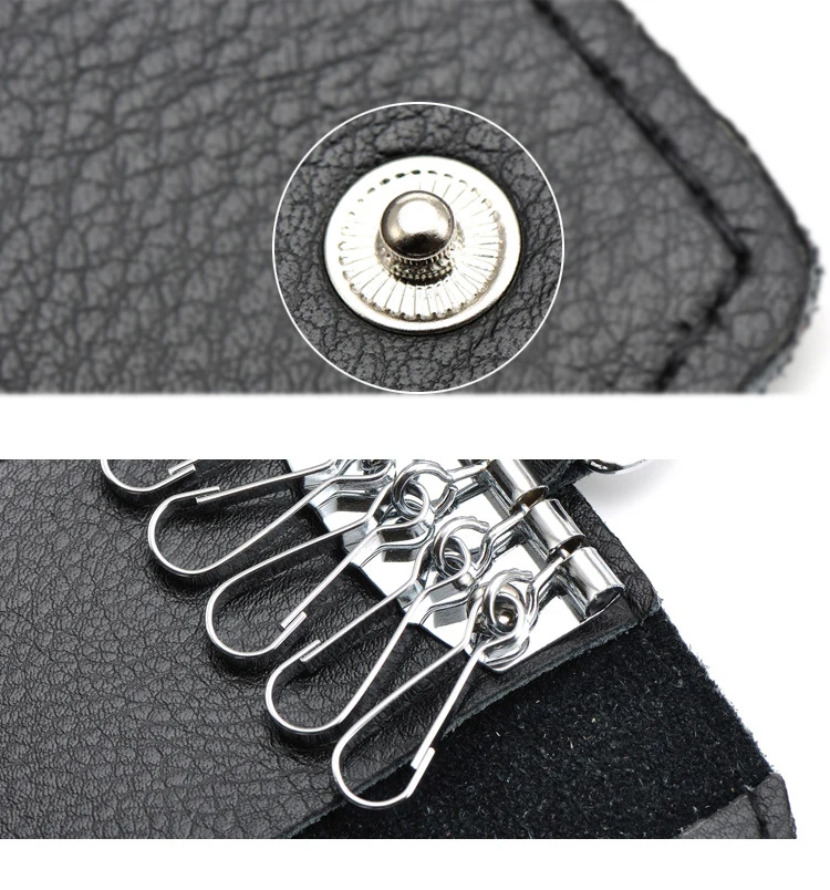 Genuine Leather Keychain Men Women Key Holder Organizer Pouch Cow Split Car Key Wallet Housekeeper Key Case Mini Card Bag
