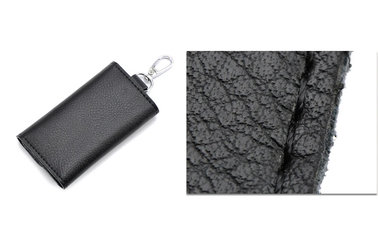 Genuine Leather Keychain Men Women Key Holder Organizer Pouch Cow Split Car Key Wallet Housekeeper Key Case Mini Card Bag