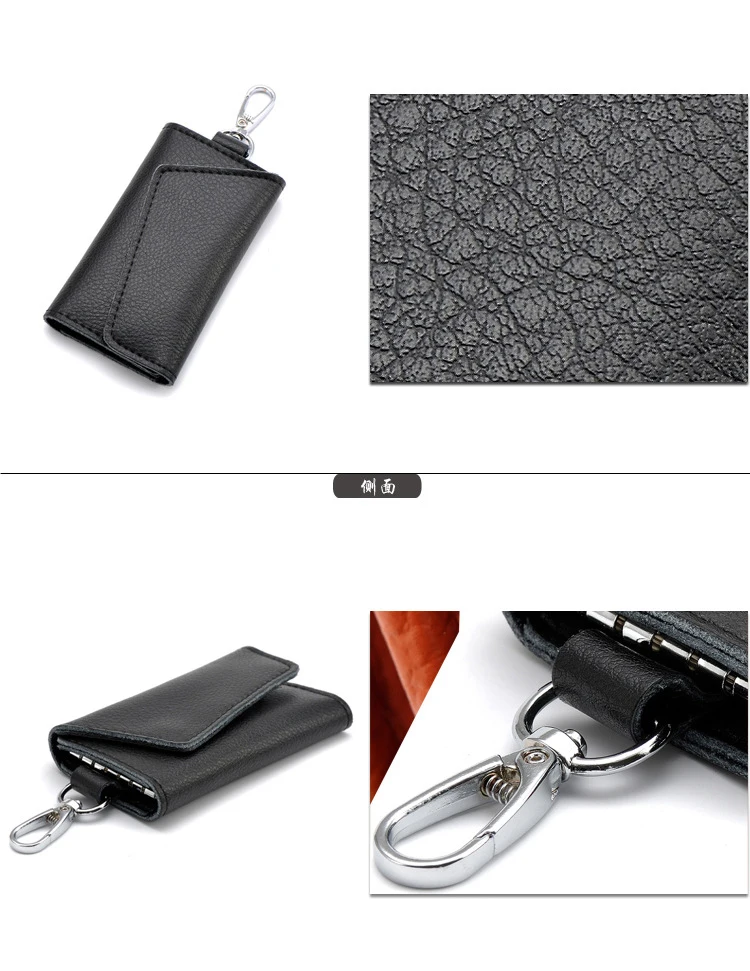 Genuine Leather Keychain Men Women Key Holder Organizer Pouch Cow Split Car Key Wallet Housekeeper Key Case Mini Card Bag