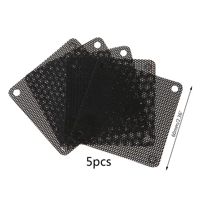 5Pcs/set 40/50/60/70/80/90mm PVC Fan Dust Filter PC Dustproof Case Cuttable Computer Mesh Cover Mesh Black