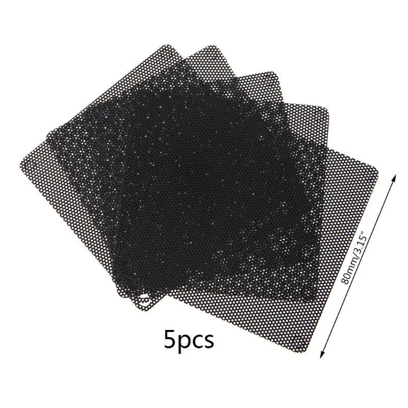 5Pcs/set 40/50/60/70/80/90mm PVC Fan Dust Filter PC Dustproof Case Cuttable Computer Mesh Cover Mesh Black