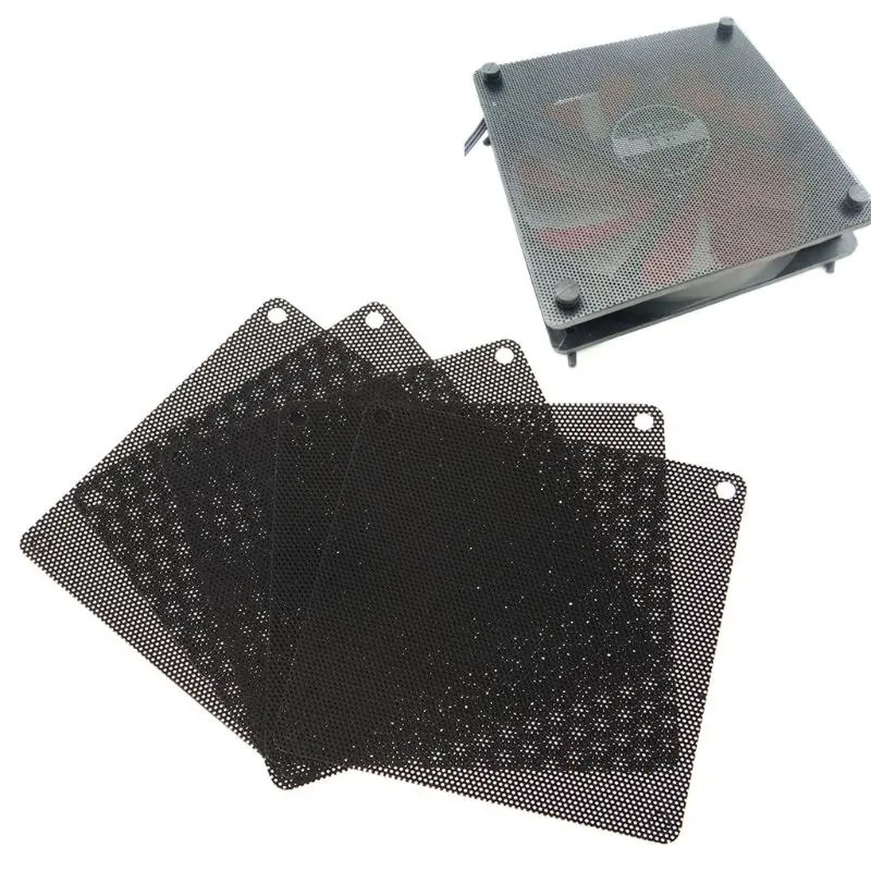 5Pcs/set 40/50/60/70/80/90mm PVC Fan Dust Filter PC Dustproof Case Cuttable Computer Mesh Cover Mesh Black