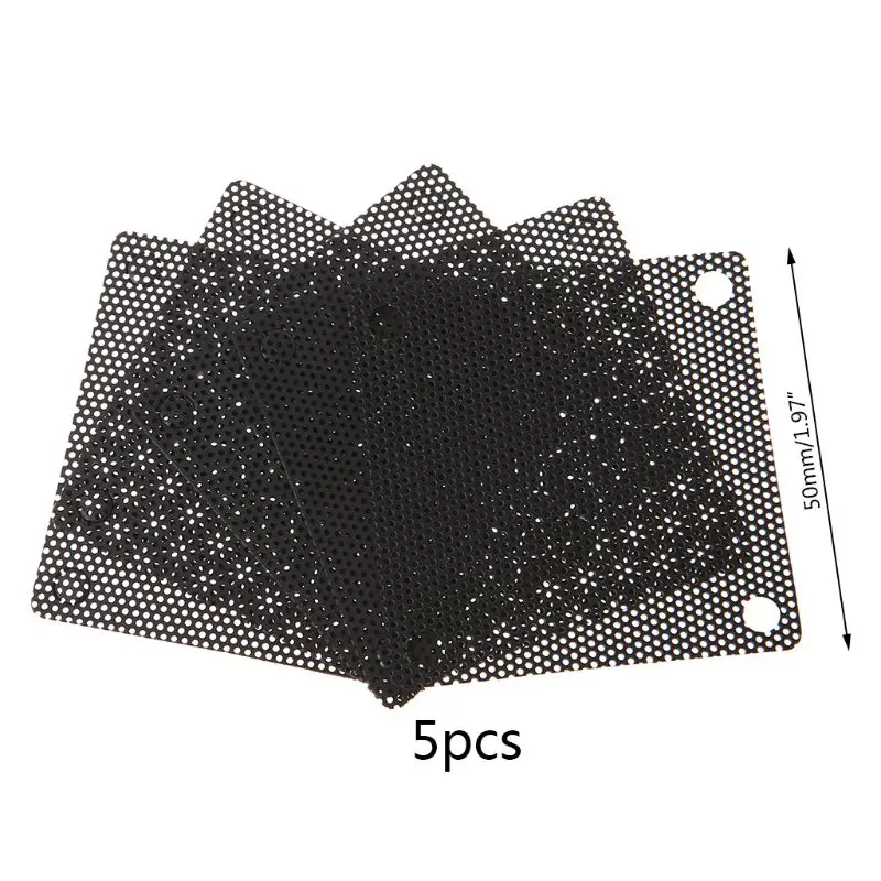 5Pcs/set 40/50/60/70/80/90mm PVC Fan Dust Filter PC Dustproof Case Cuttable Computer Mesh Cover Mesh Black