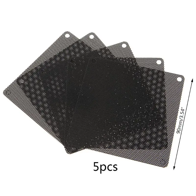5Pcs/set 40/50/60/70/80/90mm PVC Fan Dust Filter PC Dustproof Case Cuttable Computer Mesh Cover Mesh Black