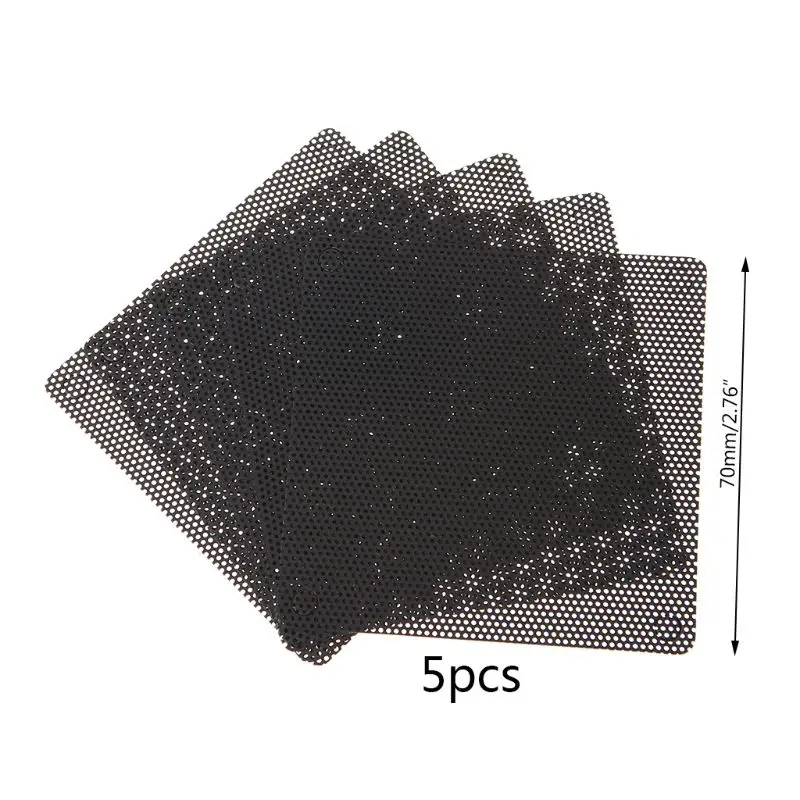 5Pcs/set 40/50/60/70/80/90mm PVC Fan Dust Filter PC Dustproof Case Cuttable Computer Mesh Cover Mesh Black