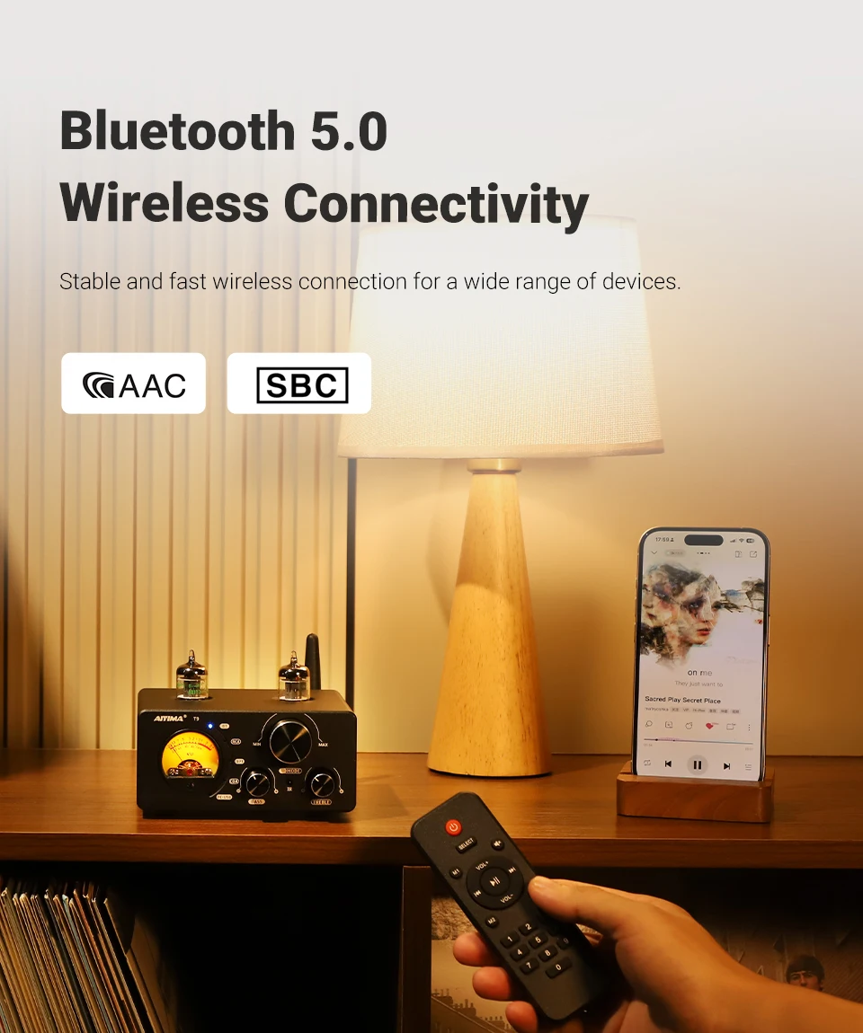 AIYIMA Audio T9 HiFi Bluetooth 5.0 Vacuum Tube Amplifier USB DAC Stereo Amplificador COAX OPT VU Meter Amplifier Speaker Amplify