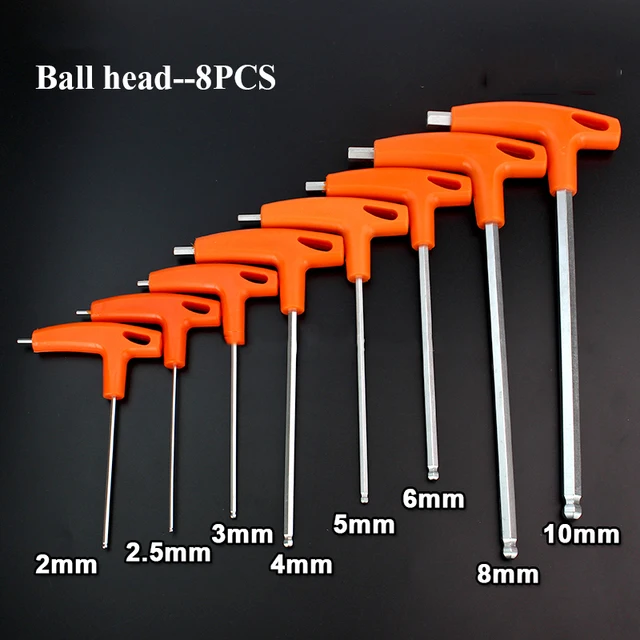 1/4/8PCS Flat/Ball Head Hex Key Allen Wrench Hand Tool T-Handle Hex Key Wrench Ball End Allen Hex Key Wrench Spanner