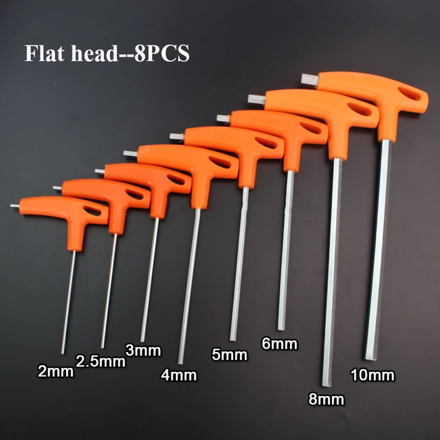 1/4/8PCS Flat/Ball Head Hex Key Allen Wrench Hand Tool T-Handle Hex Key Wrench Ball End Allen Hex Key Wrench Spanner