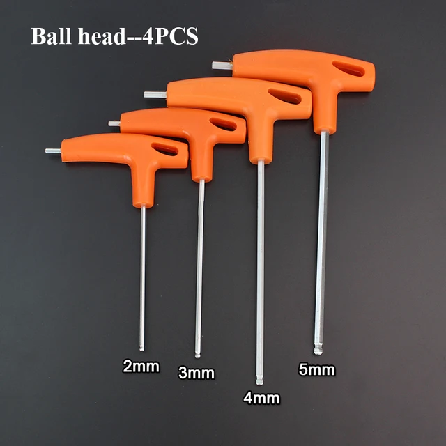 1/4/8PCS Flat/Ball Head Hex Key Allen Wrench Hand Tool T-Handle Hex Key Wrench Ball End Allen Hex Key Wrench Spanner