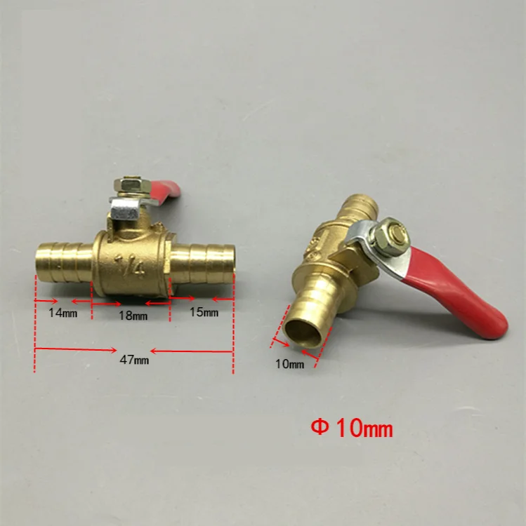 6mm-12mm Hose Barb Inline Brass Water Oil Air Gas Fuel Line Shutoff Ball Valve Pipe Fittings